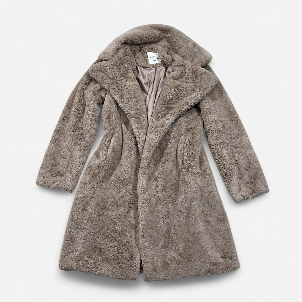 Bagatelle Faux Fur Beige Teddy Coat Collar Pockets Womens S Winter Cozy Overcoat